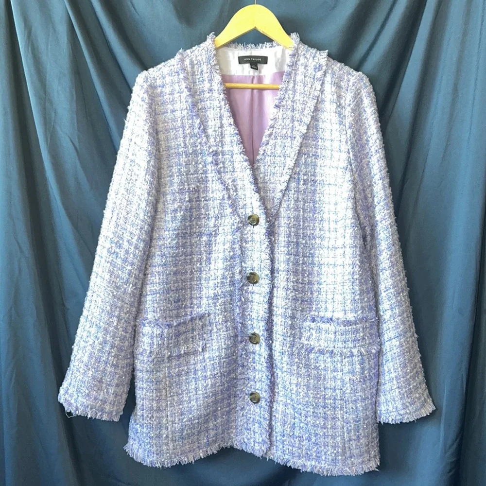 Ann Taylor Lavender Tweed Blazer Jacket